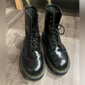 Dr. Martens Black Boots with Yellow Stitching
